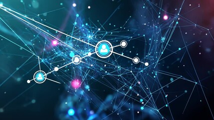 Leinwandbilder - Dynamic neural connections in a futuristic network interface