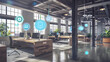 © Muhd Harith - Modern business office with floating digital icons