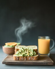 Canvas Print - Steaming Avocado Toast Breakfast Studio Shot