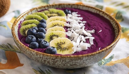 Canvas Print - Tropical fruit smoothie bowl, kitchen, healthy breakfast (1)