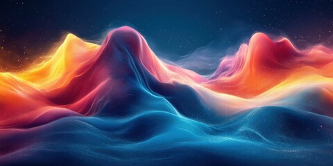 Poster - Colorful Abstract Data Visualization with Waves and Light Effects