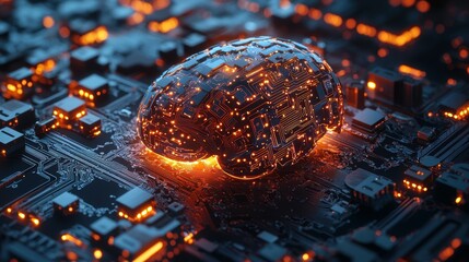 Poster - Futuristic Brain Representing Artificial Intelligence on Circuit Board