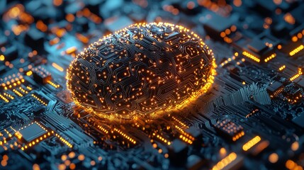 Poster - Artificial Intelligence Concept with Circuitry and Brain-Like Structure