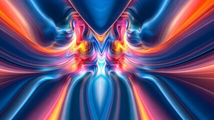 Poster - Dynamic abstract light waves creating vivid symmetrical patterns in motion