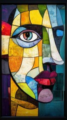 Poster - Colorful Abstract Portrait of a Face in Modern Art Style