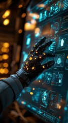 Poster - Businessman Using Haptic Gloves to Interact with Digital Interface