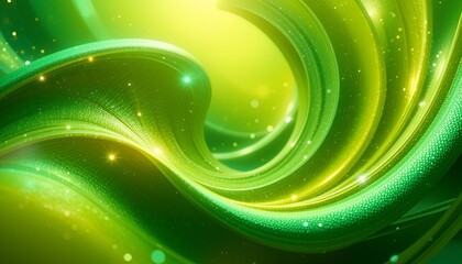Poster - Fluid Green Shapes: Abstract Composition with Sparkles | Modern Design