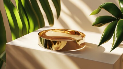 Poster - A luxurious gold bracelet displayed on a light-colored surface with a clean background, ideal for e-commerce or luxury branding.