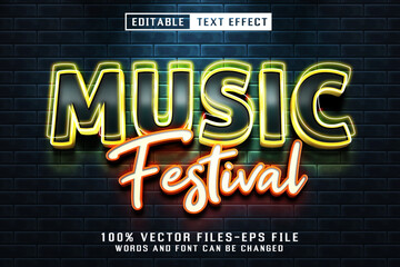 Poster - Music Festival Neon Text - Editable Text Effect