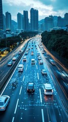 Poster - Advanced Futuristic Traffic System with Autonomous Vehicle Technology
