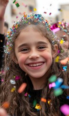 Purim celebration joy: festive tradition, Jewish heritage, cultural gathering, vibrant costumes, sacred festivity, joyous occasion, holiday spirit, ancient history, community meaningful commemoration.