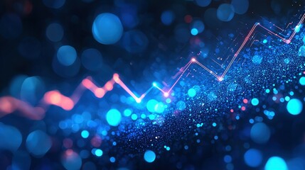 Poster - Animated Line Graph Pulsing with Energy in Vibrant Blue and Pink Colors