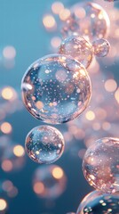 Poster - Ethereal Floating Bubbles with Mini Charts and Sparkling Lights