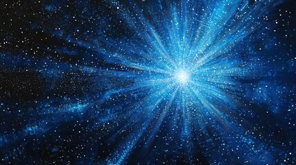 Poster - Radiant Blue Burst of Light Creating Cosmic Sunburst Effect