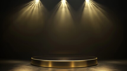 Poster - Empty Luxury Podium in 3D Render with Golden and Black Colors