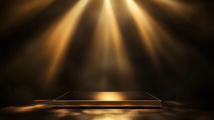 Poster - Luxurious Empty Podium Displaying Golden Surface in 3D Environment
