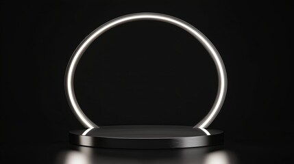 Poster - Sleek Circular Podium Design with Unique Lighting Effects in 3D