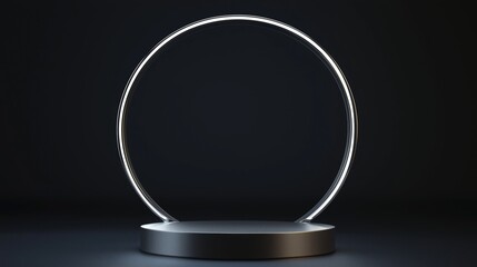 Poster - Sleek 3D Circular Podium with Empty Space for Display Presentation