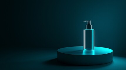 Poster - Transparent Spray Bottle with Light Highlights on a Circular Base