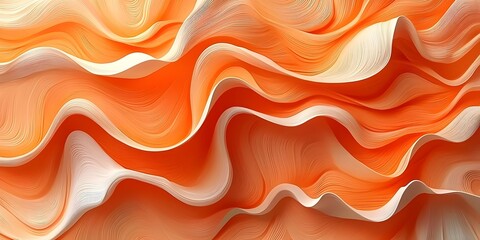 Poster - An abstract close-up of vibrant orange waves with soft white highlights, creating a dynamic and fluid appearance that evokes a sense of movement and energy.