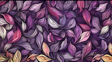 Poster - Colorful abstract pattern of overlapping leaves in shades of purple and pink, ideal for backgrounds