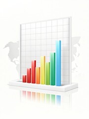 Poster - Global Growth Chart: A vibrant, colorful bar graph illustrating a sharp upward trend against a subtle world map backdrop.  The design is clean, modern, and visually engaging, ideal for presentations.