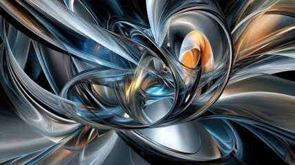 Poster - Elegant fluid shapes merging in a mesmerizing abstract composition, ideal for a contemporary digital background.