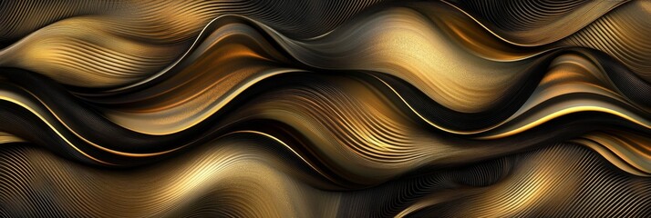 Wall Mural - Golden Abstract Waves - Luxurious Graphic Design