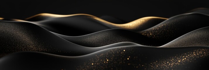 Wall Mural - Stunning Black and Gold Abstract Waves Graphic Design