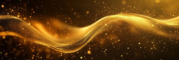 Wall Mural - Golden Glitter Waves Abstract Background Design