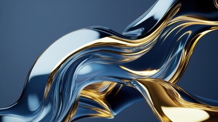 Poster - Vibrant gold and blue waves forming a striking abstract motion effect, symbolizing power and balance.