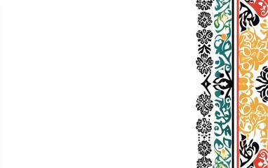 Aufkleber - Colorful ornate border design, white background, textile print