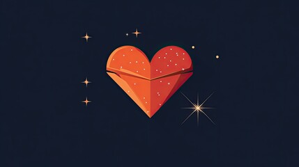Poster - Cute flat design Valentine heart envelope icon with a sparkling effect.
