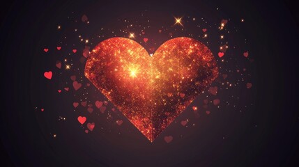 Poster - Cute flat design Valentine heart envelope icon with a sparkling effect.