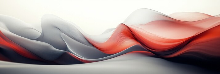 Canvas Print - Abstract Wave Design with Red and Gray Hues