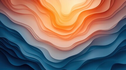 Poster - A vibrant abstract design featuring layered waves in warm and cool colors, creating a sense of depth and tranquility.