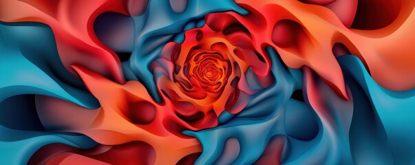 Poster - A vibrant, abstract swirl of red and blue colors, creating a mesmerizing spiral effect that draws the viewer's eye inward.