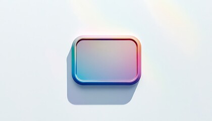 Poster - A pastel-colored, rounded rectangular digital button with a metallic frame.