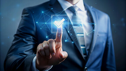 Poster - Businessman Interacting with a Digital Checklist