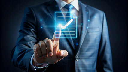 Poster - Businessman Interacting with a Digital Checklist