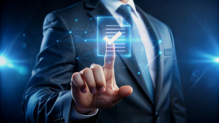 Poster - Businessman Interacting with a Digital Checklist