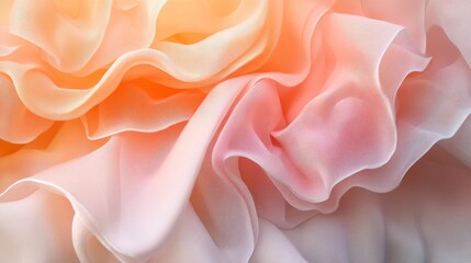 Wall Mural - Soft pastel fabric folds with gentle orange and pink hues