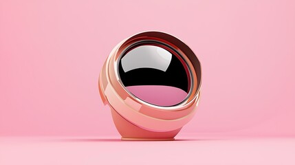 Poster - Abstract Pink and Peach Orb with Circular Window, 3D Render