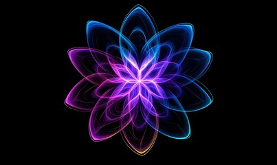 Poster - Abstract neon flower, dark background, digital art, website design
