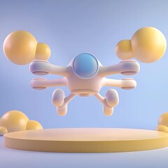 Poster - Stylized 3D Render of a Drone Hovering Above a Platform