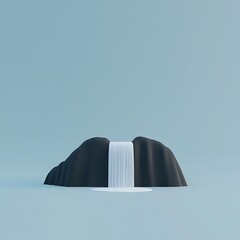 Poster - Minimalist 3D Render of a Waterfall Flowing from a Black Rock Formation