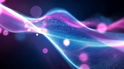 Poster - Dynamic flow of vibrant abstract waves and particles in motion