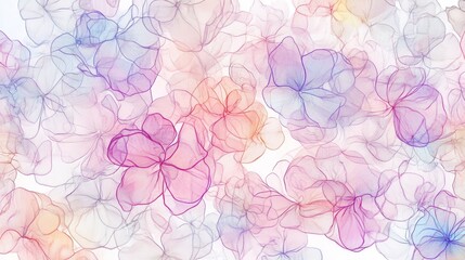 Wall Mural - Beautiful seamless floral water color pattern Set, watercolor wild flowers, leaves and grass,Collection botanic garden elements, isolated illustration in rustic or vintage style,copy space.