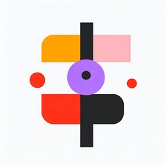 Poster - Abstract Geometric Composition with Rounded Shapes and Vibrant Colors