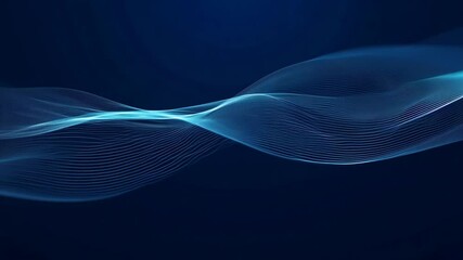 Poster - Navy Technology Background with Flowing Light Patterns